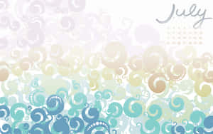 July calendar with swirling paisley patterns in pastel colors — Pastel Summer Picture