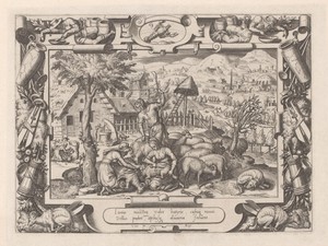 Juni by Etienne Delaune, created before 1566, in paper; stippelwerk; engraving. Download this artwork as a high-resolution wallpaper for desktop, tablet, or mob — Etienne Delaune Wallpaper