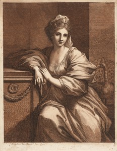 Juno by Angelica Kauffmann, created 1770, published 1780, in etching and aquatint printed in brown on laid paper. Download this artwork as a high-resolution wal