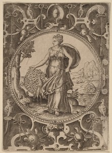 Juno by Abraham de Bruyn, in engraving on laid paper. Download this artwork as a high-resolution wallpaper for desktop, tablet, or mobile. — Abraham de Bruyn Wallpaper