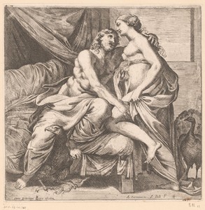 Jupiter en Juno by Jacques Belly, created c. 1641, in paper; etching. Download this artwork as a high-resolution wallpaper for desktop, tablet, or mobile. — Jacques Belly Wallpaper