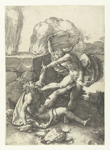 Kaïn doodt Abel by Lucas van Leyden, created 1529, in paper; engraving. Download this artwork as a high-resolution wallpaper for desktop, tablet, or mobile. — Art Picture