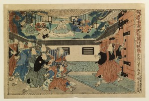 Kanadehon chushingura by Utagawa Yoshitaki, created 1855-1869 (late Edo), in mulberry paper, color, ink. Download this artwork as a high-resolution wallpaper fo — Utagawa Yoshitaki Wallpaper