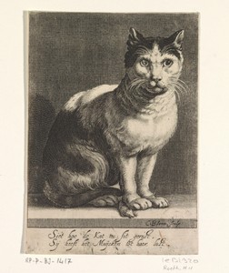 Kat met muis by Cornelis Bloemaert (II), created c. 1625, in paper; engraving. Download this artwork as a high-resolution wallpaper for desktop, tablet, or mobi — Cornelis Bloemaert (II) Wallpaper