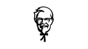 Logo Kolonel Sanders dengan kacamata dan dasi kupu-kupu dalam seni garis hitam. — Kfc Wallpaper