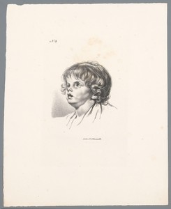 Kinderkop by Jean Augustin Daiwaille, created 1820 - 1830, in paper; lithography. Download this artwork as a high-resolution wallpaper for desktop, tablet, or m — Jean Augustin Daiwaille Wallpaper