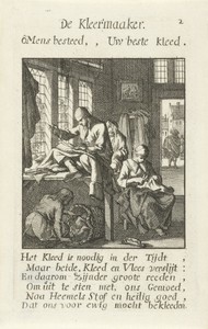 Kleermaker by Jan Luyken, created 1694, in paper; etching. Download this artwork as a high-resolution wallpaper for desktop, tablet, or mobile. — Art Wallpaper