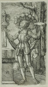 Knight by Albrecht Altdorfer, created 1512/1515, in Engraving in black on ivory laid paper. Download this artwork as a high-resolution wallpaper for desktop, ta — Illustration Wallpaper