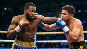 Actionfylld boxningsstund med Gervonta Davis som landar ett slag på Leo Santa Cruz