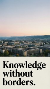 Motiverende citat-baggrund med ETH Zürichs campus ved daggry.