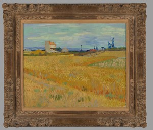 Korenveld by Vincent van Gogh, created 1888, in canvas; oil paint (paint); paint. Download this artwork as a high-resolution wallpaper for desktop, tablet, or m
