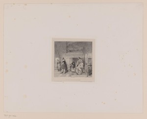 Kraamvisite by Léopold Flameng, created 1863, in paper; chine collé; etching. Download this artwork as a high-resolution wallpaper for desktop, tablet, or mobil — Léopold Flameng Wallpaper