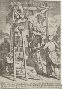 Kruisafneming by Pieter de Jode (I), created 1590 - 1632, in paper; etching; engraving. Download this artwork as a high-resolution wallpaper for desktop, tablet — Pieter de Jode (I) Wallpaper