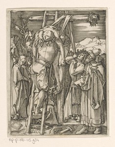 Kruisafneming by Marcantonio Raimondi, created 1511 - 1534, in paper; engraving. Download this artwork as a high-resolution wallpaper for desktop, tablet, or mo — Marcantonio Raimondi Wallpaper