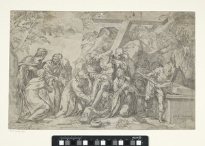 Kruisafneming by Orazio Farinati, created 1583 - 1593, in paper; etching. Download this artwork as a high-resolution wallpaper for desktop, tablet, or mobile. — Orazio Farinati Wallpaper