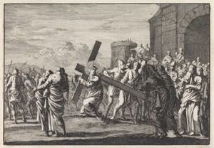 Kruisdraging by Jan Luyken, created 1703, in paper; etching. Download this artwork as a high-resolution wallpaper for desktop, tablet, or mobile. — Art Wallpaper