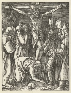 Kruisiging by Albrecht Dürer, created 1509, in paper; houtsnede. Download this artwork as a high-resolution wallpaper for desktop, tablet, or mobile. — Albrecht Dürer Wallpaper