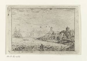 Kustlandschap by Abraham Corneille de Brakonier, created c. 1760 - c. 1770, in paper; etching. Download this artwork as a high-resolution wallpaper for desktop, — Abraham Corneille de Brakonier Wallpaper
