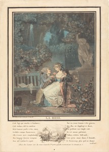 La Rose by Philibert-Louis Debucourt, created 1788, in color etching and wash manner on laid paper. Download this artwork as a high-resolution wallpaper for des — Philibert-Louis Debucourt Wallpaper