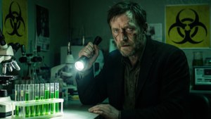 Piers Nivans soluttautuu biohazard-laboratorioon yöllä.