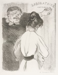 Laboratoire by Georges Hermann Rene Paul, created c. 1900, in lithograph. Download this artwork as a high-resolution wallpaper for desktop, tablet, or mobile.