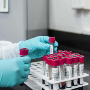 Scienziato che maneggia provette di sangue in laboratorio — Immagini della scienza Sfondi