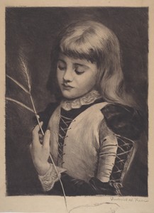 Lady Bug by Frederick W. Freer, created c. 1887, in etching and drypoint. Download this artwork as a high-resolution wallpaper for desktop, tablet, or mobile. — Frederick W. Freer Wallpaper