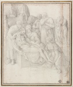 Lamentation by Giorgio Giulio Clovio, created 1540/68, in Black chalk on ivory laid paper, pieced and laid down on ivory laid card. Download this artwork as a h — Giorgio Giulio Clovio Wallpaper