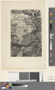 Landscape by Edwin Edwards, in Etching on medium, moderately textured, beige laid paper. Download this artwork as a high-resolution wallpaper for desktop, table — Edwin Edwards Wallpaper
