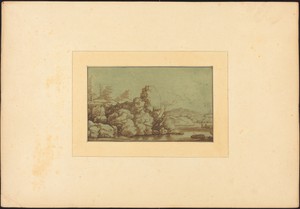 Landscape by Maria Catharina Prestel, created 1780, in aquatint and soft-ground etching printed in blue, dark and light brown. Download this artwork as a high-r