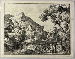 Landscape by Christian Wilhelm Ernst Dietrich, created Date unknown, in Etching on antique laid paper. Download this artwork as a high-resolution wallpaper for — Illustration Wallpaper