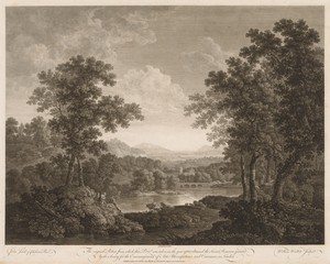 Landscape by William Woollett, created 1763, in engraving. Download this artwork as a high-resolution wallpaper for desktop, tablet, or mobile. — William Woollett Wallpaper