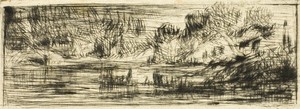 Landscape by Charles Emile Jacque, created c. 1843, in Drypoint and roulette on ivory wove paper. Download this artwork as a high-resolution wallpaper for deskt — Charles Emile Jacque Wallpaper
