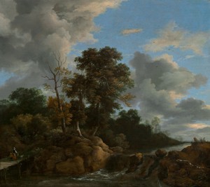 Landscape by Jacob Isaacksz van Ruisdael, created c. 1670, in oil on canvas. Download this artwork as a high-resolution wallpaper for desktop, tablet, or mobile — Art Picture
