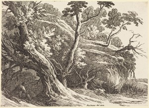 Landscape with Large Trees by Richard Cooper, created 1802, in pen-and-tusche lithograph. Download this artwork as a high-resolution wallpaper for desktop, tabl
