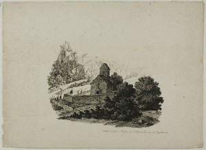 Landscape with Procession by Gottfried Engelmann, created n.d., in Lithograph in black on ivory wove paper. Download this artwork as a high-resolution wallpaper — Illustration Wallpaper