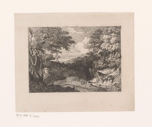 Landschap by Paulus Lauters, created 1835, in paper; etching. Download this artwork as a high-resolution wallpaper for desktop, tablet, or mobile. — Paulus Lauters Wallpaper