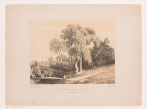 Landschapsstudie by Edouard Taurel, created 1856 - 1872, in paper; gypsography. Download this artwork as a high-resolution wallpaper for desktop, tablet, or mob — Edouard Taurel Wallpaper