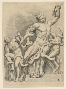Laocoon by Jan de Bisschop, created 1671, in Engraving on paper. Download this artwork as a high-resolution wallpaper for desktop, tablet, or mobile. — Art Picture