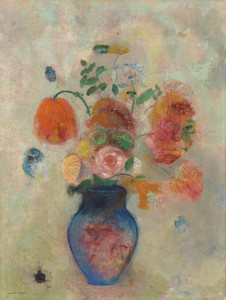 Large Vase with Flowers by Odilon Redon, created c. 1912, in oil on canvas. Download this artwork as a high-resolution wallpaper for desktop, tablet, or mobile. — Odilon Redon Wallpaper