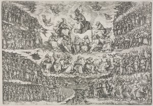 Last Judgment by Daniel Hopfer (I), created c. 1485–1536, in etching. Download this artwork as a high-resolution wallpaper for desktop, tablet, or mobile. — Art Picture