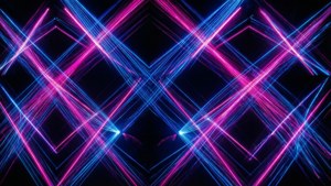 Abstract geometric laser pattern in neon blue and pink.