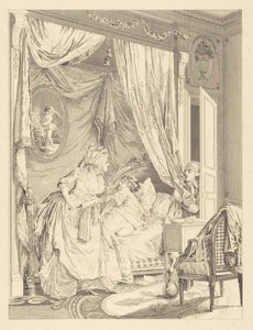 Le contretemps by Francois-Nicolas-Barthelemy Dequevauviller, created 1786, in etching. Download this artwork as a high-resolution wallpaper for desktop, tablet — Francois-Nicolas-Barthelemy Dequevauviller Wallpaper