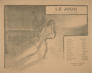 Le Joug by Pierre-Eugène Vibert, created 1899, in lithograph in green on light brown wove paper. Download this artwork as a high-resolution wallpaper for deskto