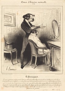 Le Perroquet by Honoré Daumier, created 1838, in lithograph on newsprint. Download this artwork as a high-resolution wallpaper for desktop, tablet, or mobile. — Art Wallpaper