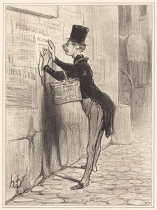 Le Placeur by Honoré Daumier, created 1842, in lithograph. Download this artwork as a high-resolution wallpaper for desktop, tablet, or mobile. — Honoré Daumier Wallpaper