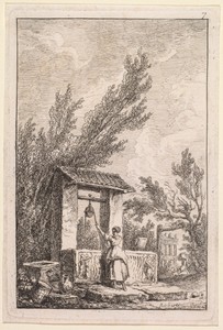 Le Puits by Hubert Robert, created 1763–64, in etching. Download this artwork as a high-resolution wallpaper for desktop, tablet, or mobile. — Hubert Robert Wallpaper