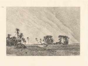 Le Simoun by Maxime Lalanne, created 1878, in etching on laid paper. Download this artwork as a high-resolution wallpaper for desktop, tablet, or mobile. — Maxime Lalanne Wallpaper