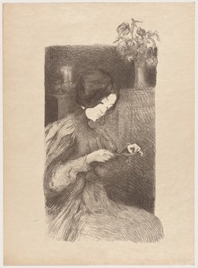 Le solitaire by B.-A. Neuburger, created 1895, in lithograph in black on wove paper. Download this artwork as a high-resolution wallpaper for desktop, tablet, o — B.-A. Neuburger Wallpaper
