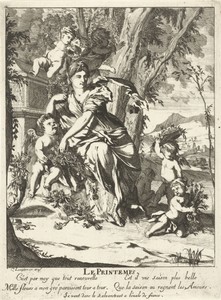 Lente by Caspar Luyken, created 1698 - 1708, in paper; etching. Download this artwork as a high-resolution wallpaper for desktop, tablet, or mobile. — Caspar Luyken Wallpaper
